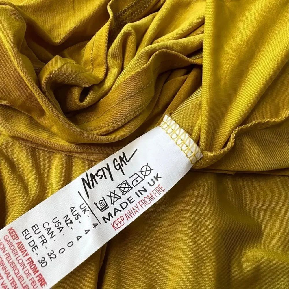NASTYGAL Collection Double Layer Dress One Shoulder Mustard ColorSize 0 - Picture 11 of 12